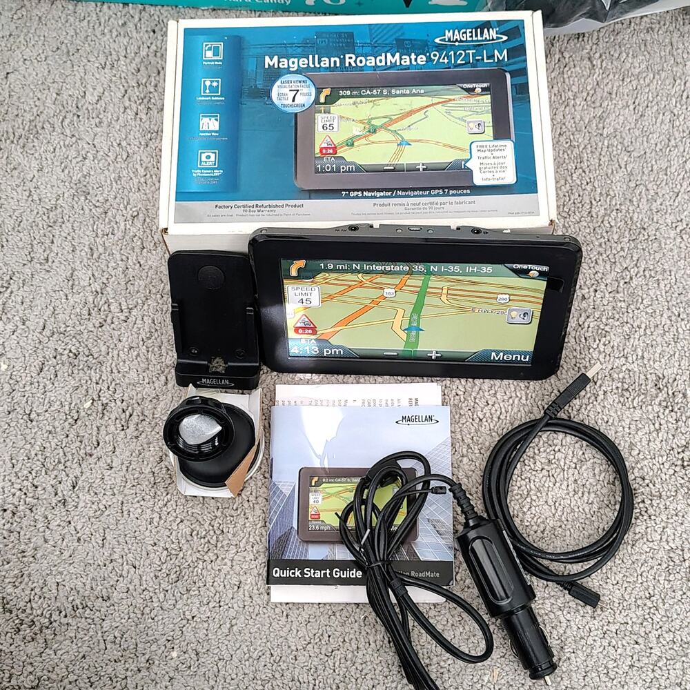 Magellan Roadmate 9412T-LM 7" Screen GPS Navigator Lifetime Maps Open Box READ